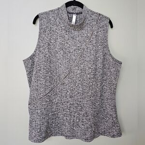 Nation Design Heather Gray Knit Ribbed Sweater Tank w Zipper Detail, 1X, NWOT
